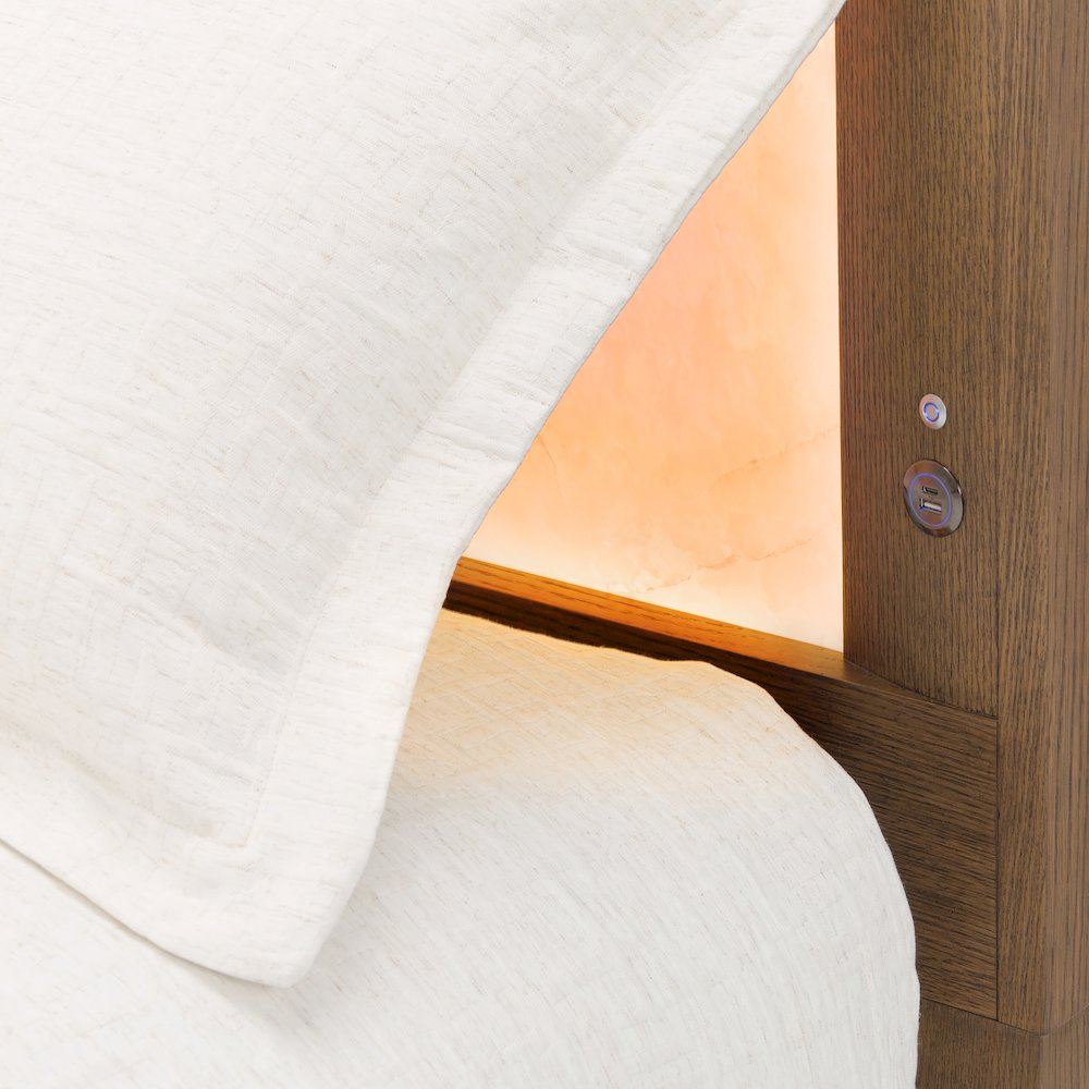 Portrait Queen Panel Bed with LED Lights - Sienna Brown