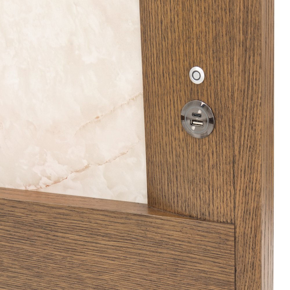 Portrait Queen Panel Bed with LED Lights - Sienna Brown