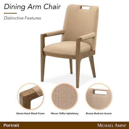 Portrait Dining Arm Chair, Set of 2 - Toffee/Sienna Brown