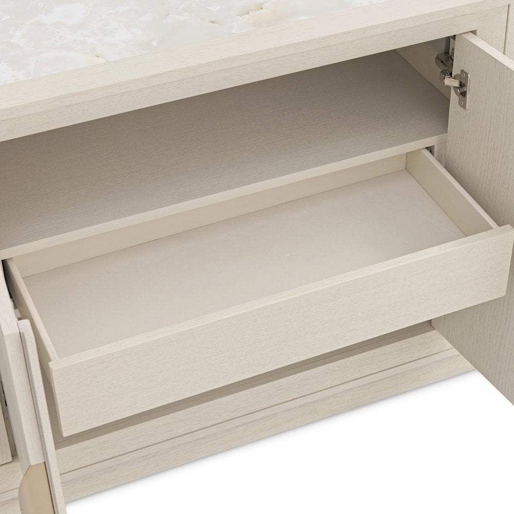 Portrait Sideboard with Lightup Top - Alabaster White