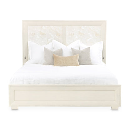 Portrait King Panel Bed with LED Lights - Alabaster White