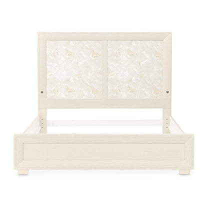 Portrait King Panel Bed with LED Lights - Alabaster White