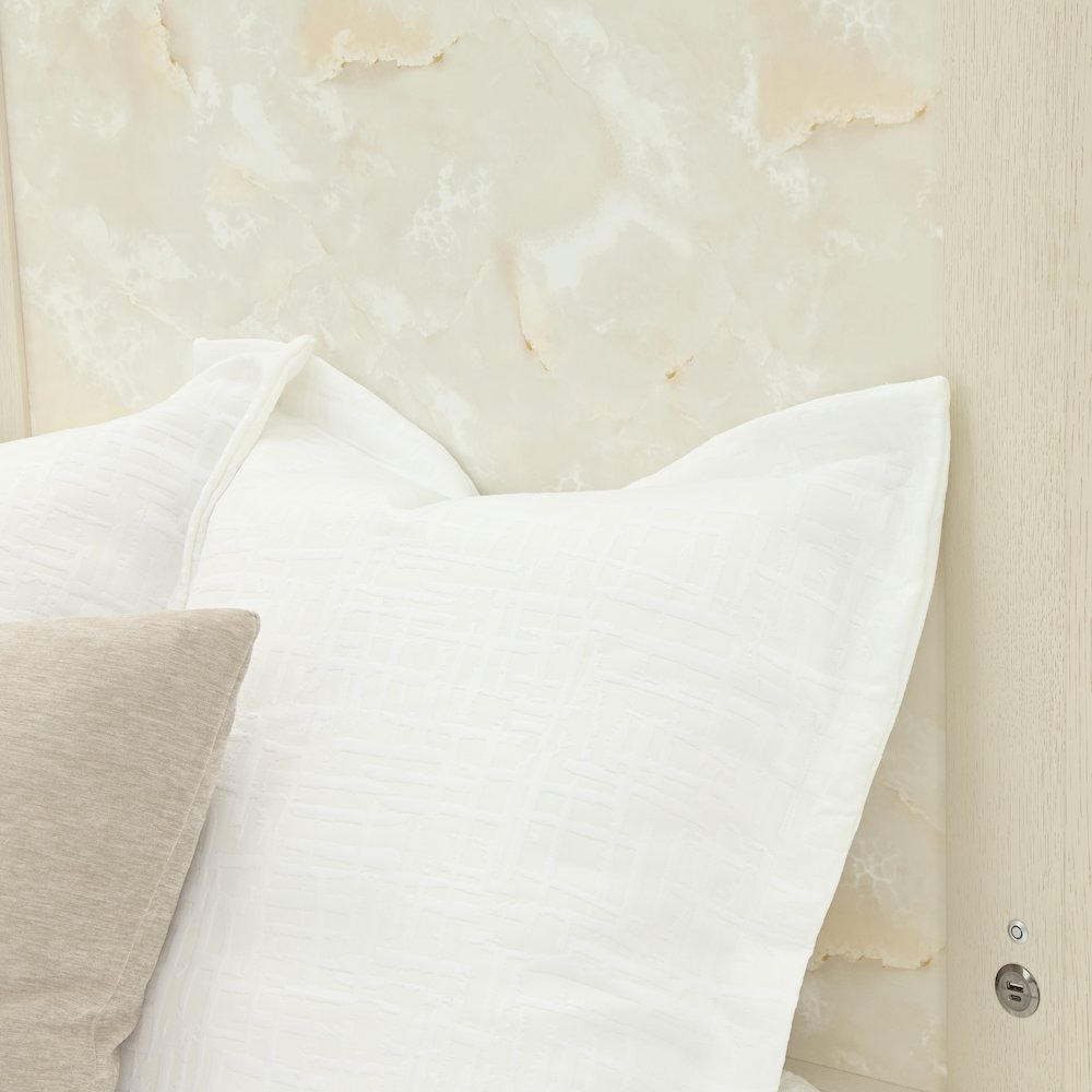 Portrait King Panel Bed with LED Lights - Alabaster White