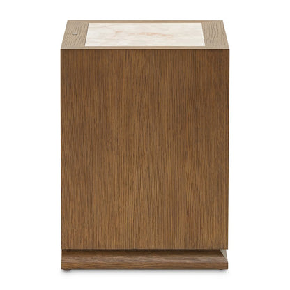 Portrait 1-Drawer Nightstand with LED Lights - Sienna Brown