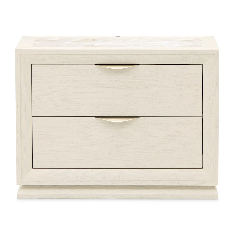 Portrait 2-Drawer Nightstand with LED Lights - Alabaster White