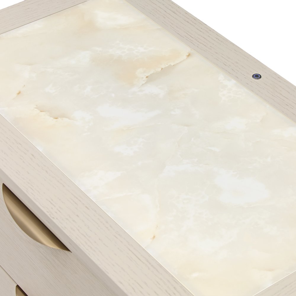 Portrait 2-Drawer Nightstand with LED Lights - Alabaster White
