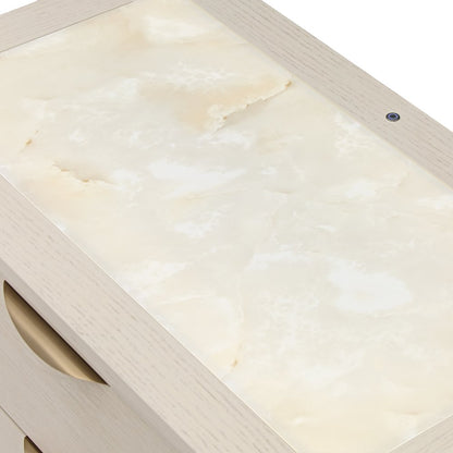 Portrait 2-Drawer Nightstand with LED Lights - Alabaster White