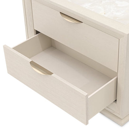 Portrait 2-Drawer Nightstand with LED Lights - Alabaster White