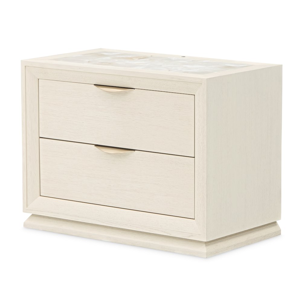 Portrait 2-Drawer Nightstand with LED Lights - Alabaster White