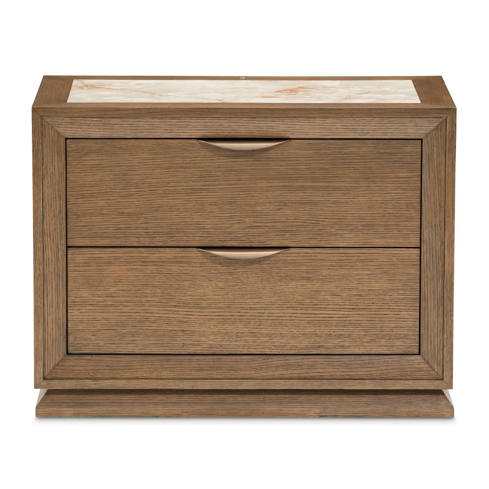 Portrait 2-Drawer Nightstand with LED Lights - Sienna Brown