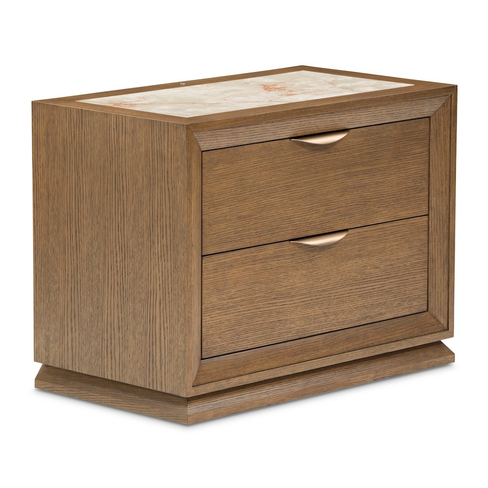Portrait 2-Drawer Nightstand with LED Lights - Sienna Brown