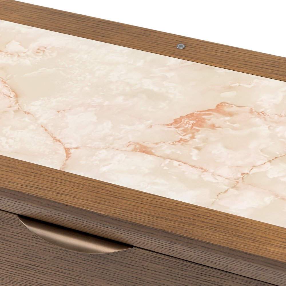 Portrait 2-Drawer Nightstand with LED Lights - Sienna Brown