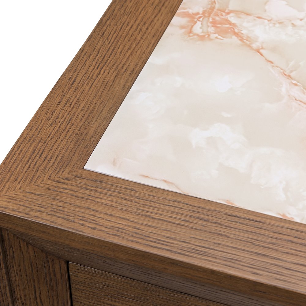 Portrait 2-Drawer Nightstand with LED Lights - Sienna Brown