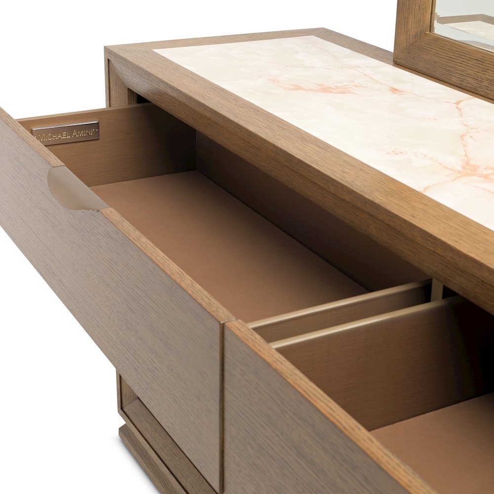 Portrait Dresser with LED Lights - Sienna Brown