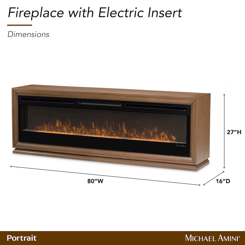 Portrait Fireplace with Electric Insert - Sienna Brown