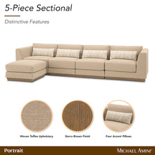 Portrait 5-Piece Sectional - Toffee/Sienna Brown