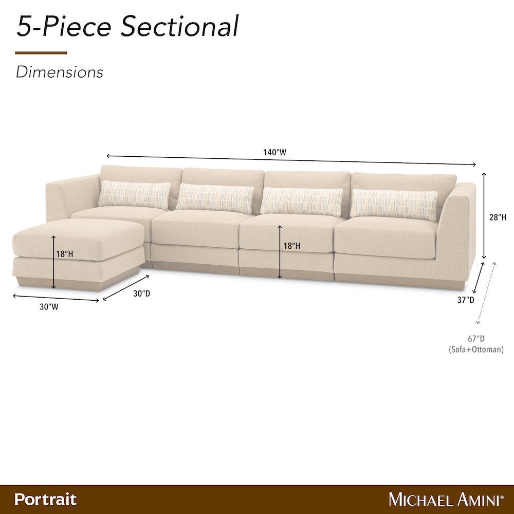 Portrait 5-Piece Sectional - Toffee/Sienna Brown
