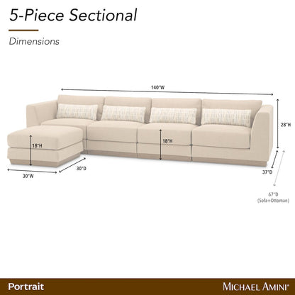 Portrait 5-Piece Sectional - Toffee/Sienna Brown