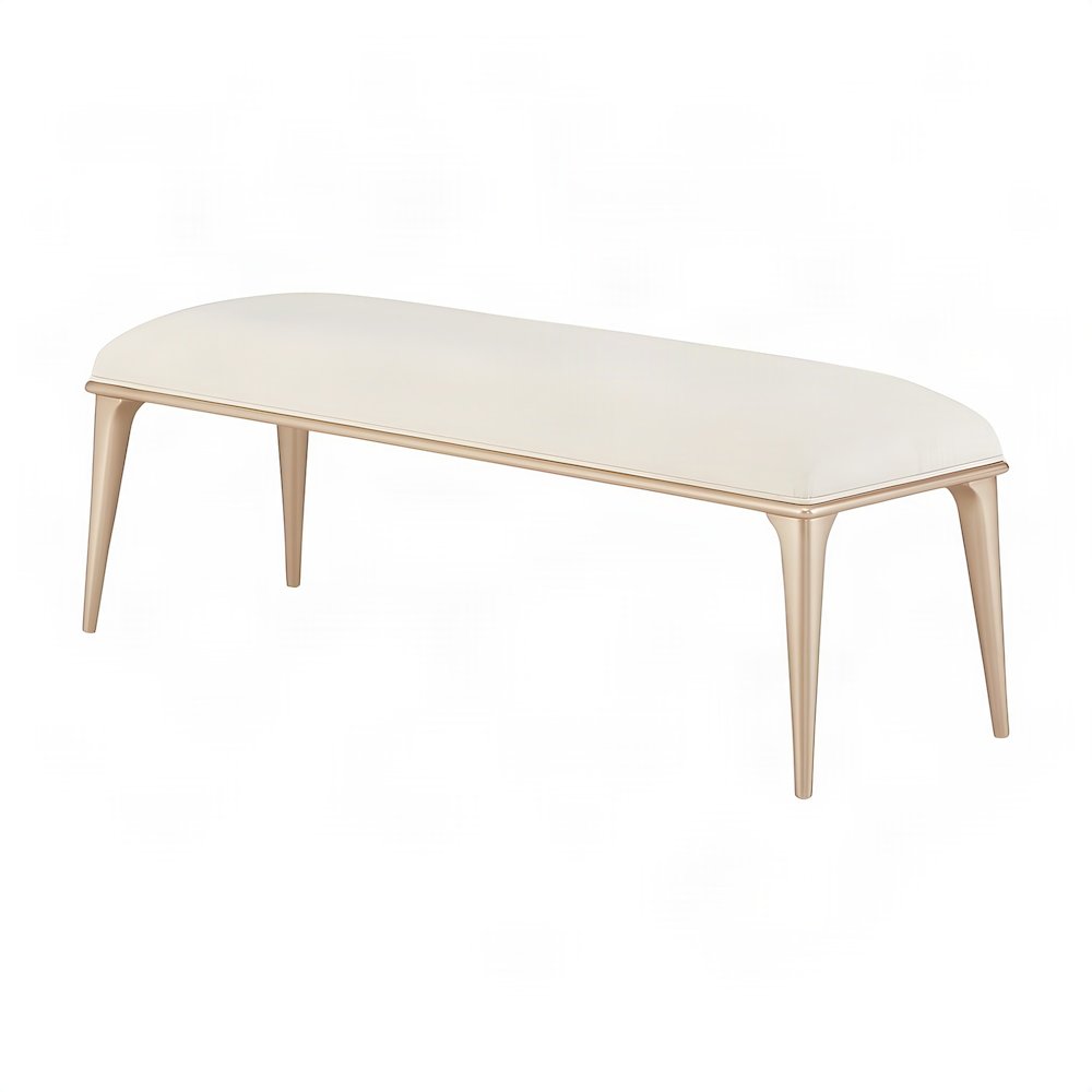 Starlight Canyon Home Bed Bench with Upholstered Seat, Medium Champagne