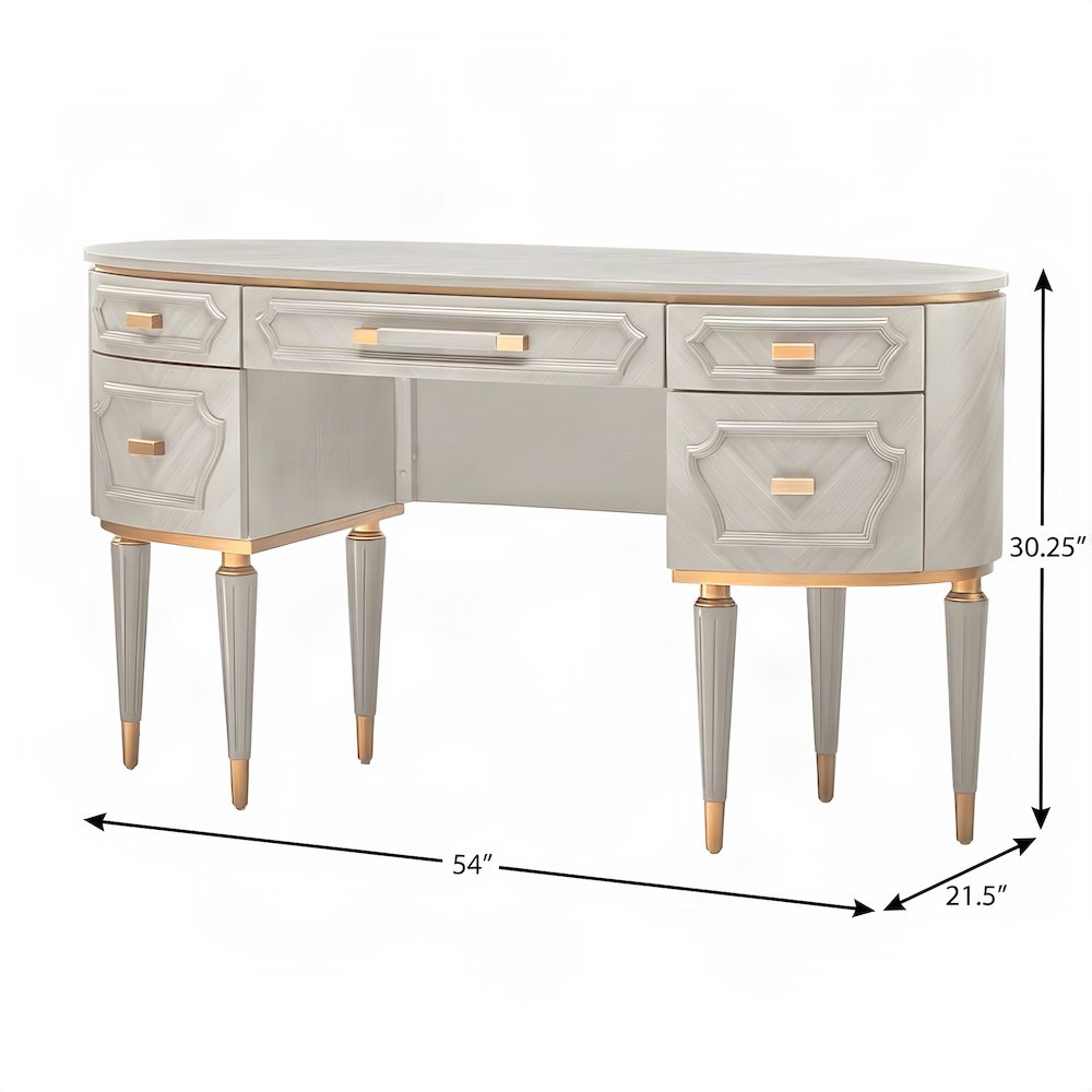 Starlight Canyon Home Vanity Table with Organized Drawer Storage, Dove Gray