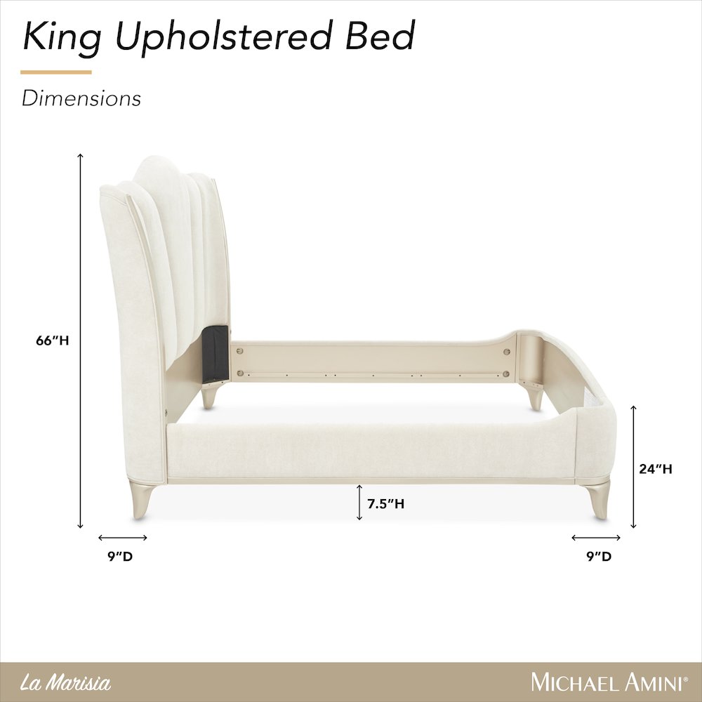 La Marisia Cal. King Upholstered Bed - Tranquil/Champagne Gold