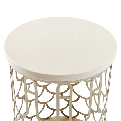 La Marisia Marble Chairside Table - Creamy Pearl/Champagne