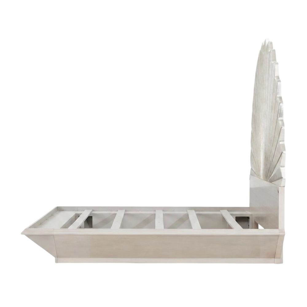 King Fan Bed in Silver Leaf for Elegant Bedroom Decor