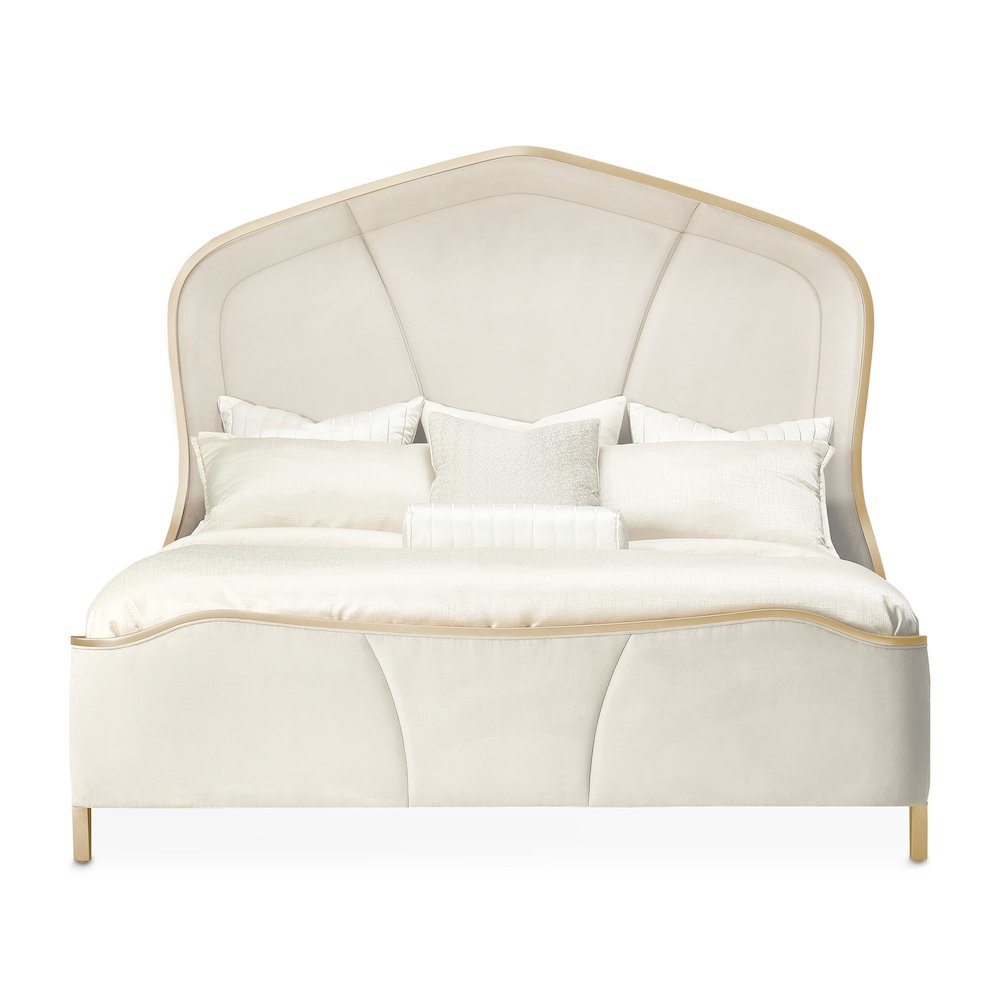 Malibu Crest Eastern King Curved Panel Bed - Chardonnay
