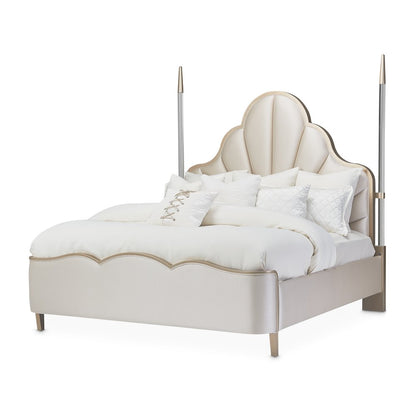 Malibu Crest Cal. King Scalloped Poster Bed - Chardonnay