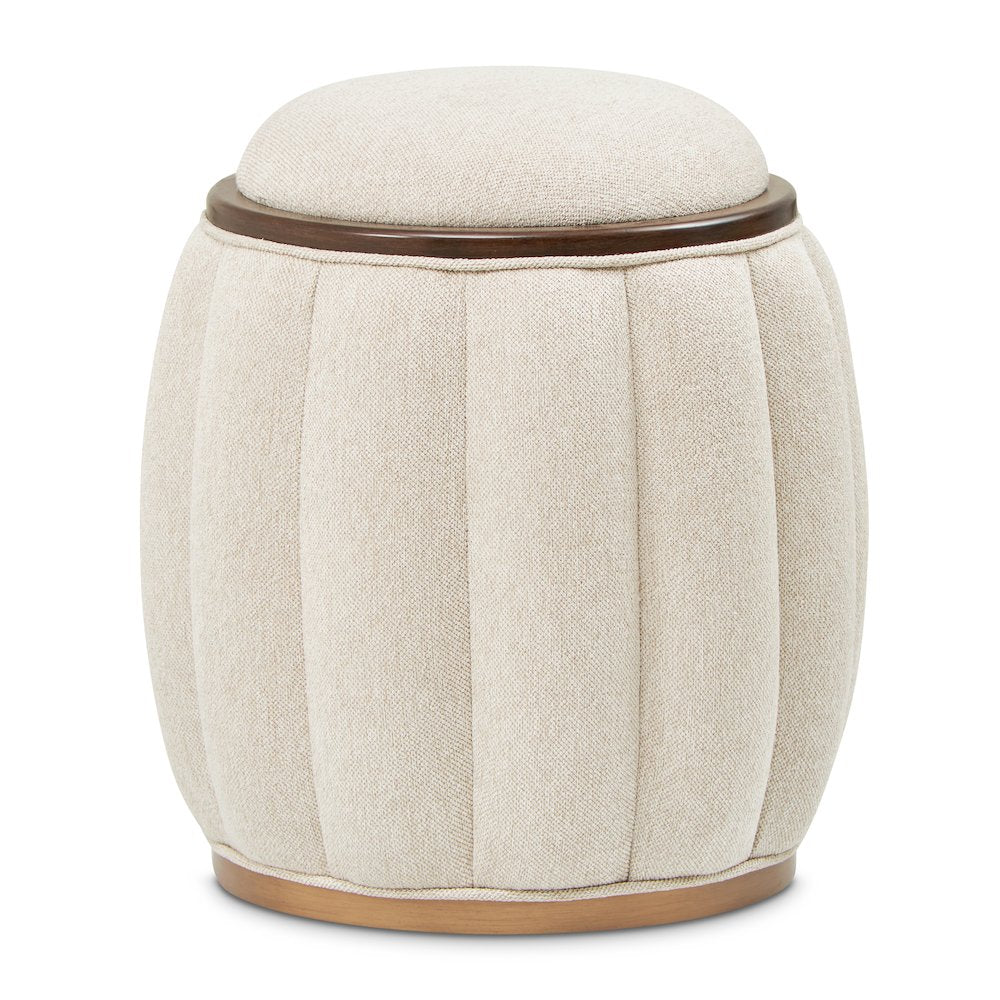 Camellia Field Round Bench - Linen/Warm Pecan