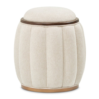 Camellia Field Round Bench - Linen/Warm Pecan