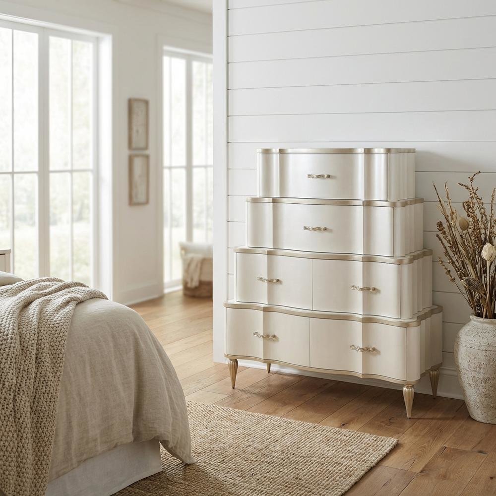 London Place 6-Drawer Tiered Chest - Creamy Pearl