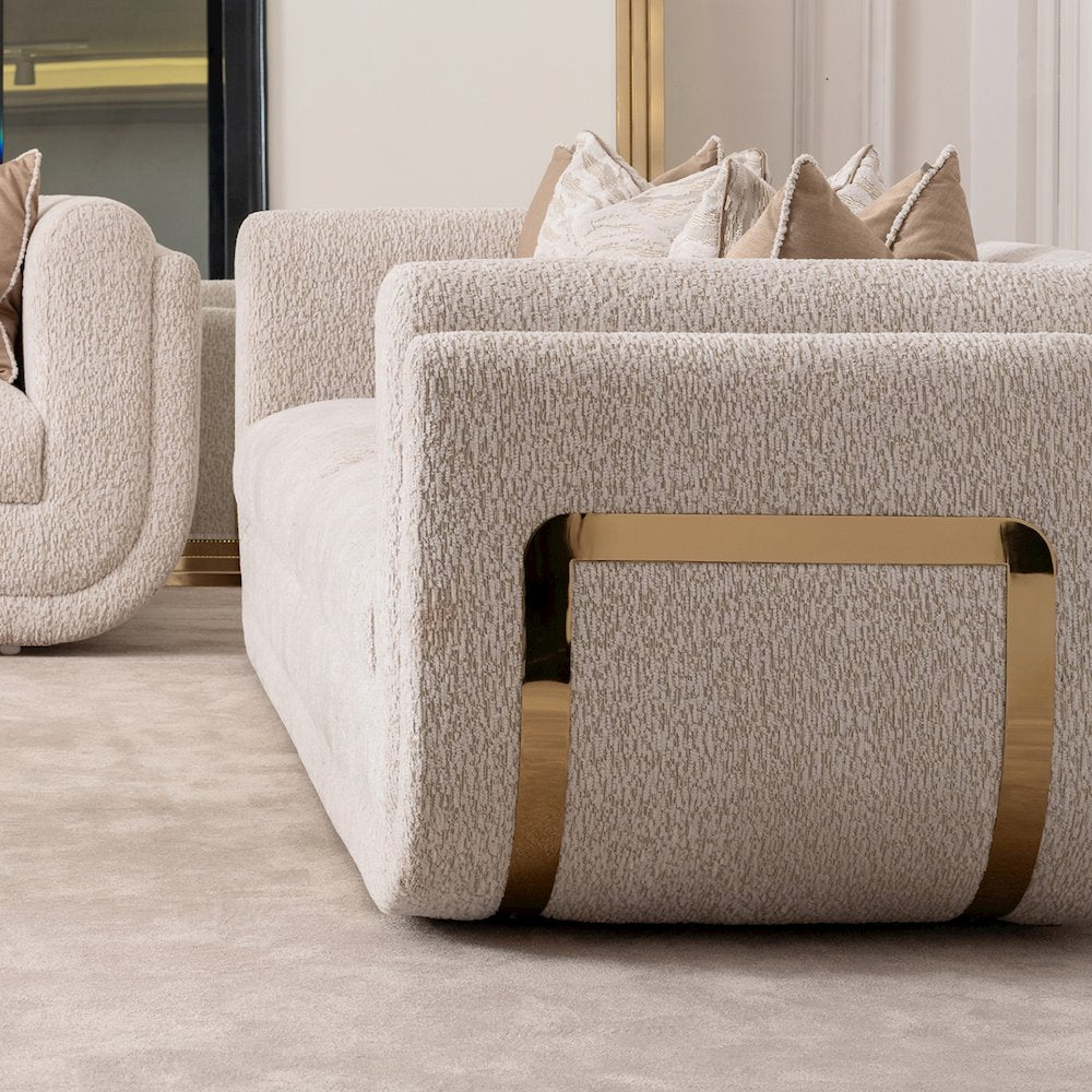 Savannah Breeze Standard Sofa - Cashmere/Bright Gold