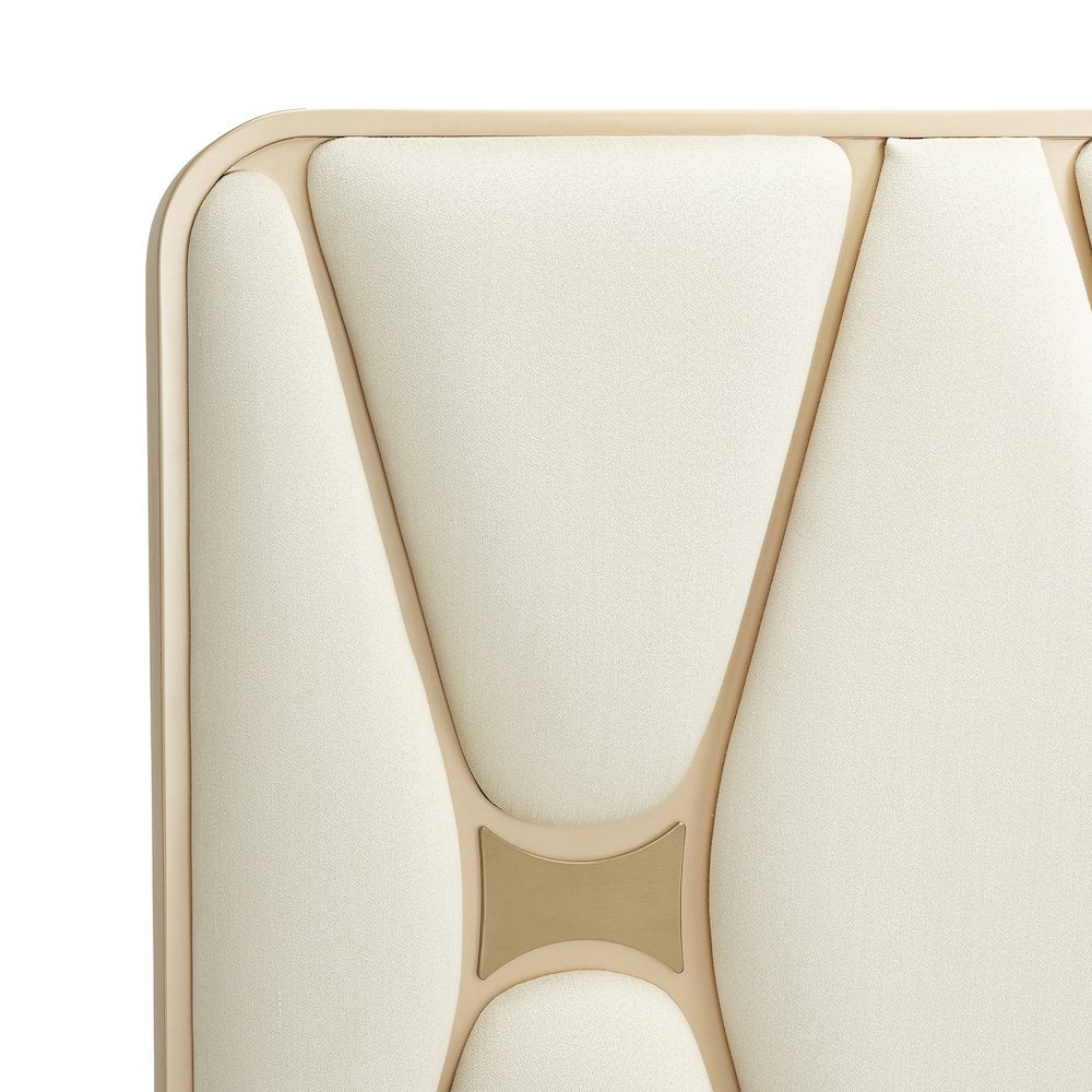 La Rachelle Cal. King Upholstered Panel Bed - Champagne