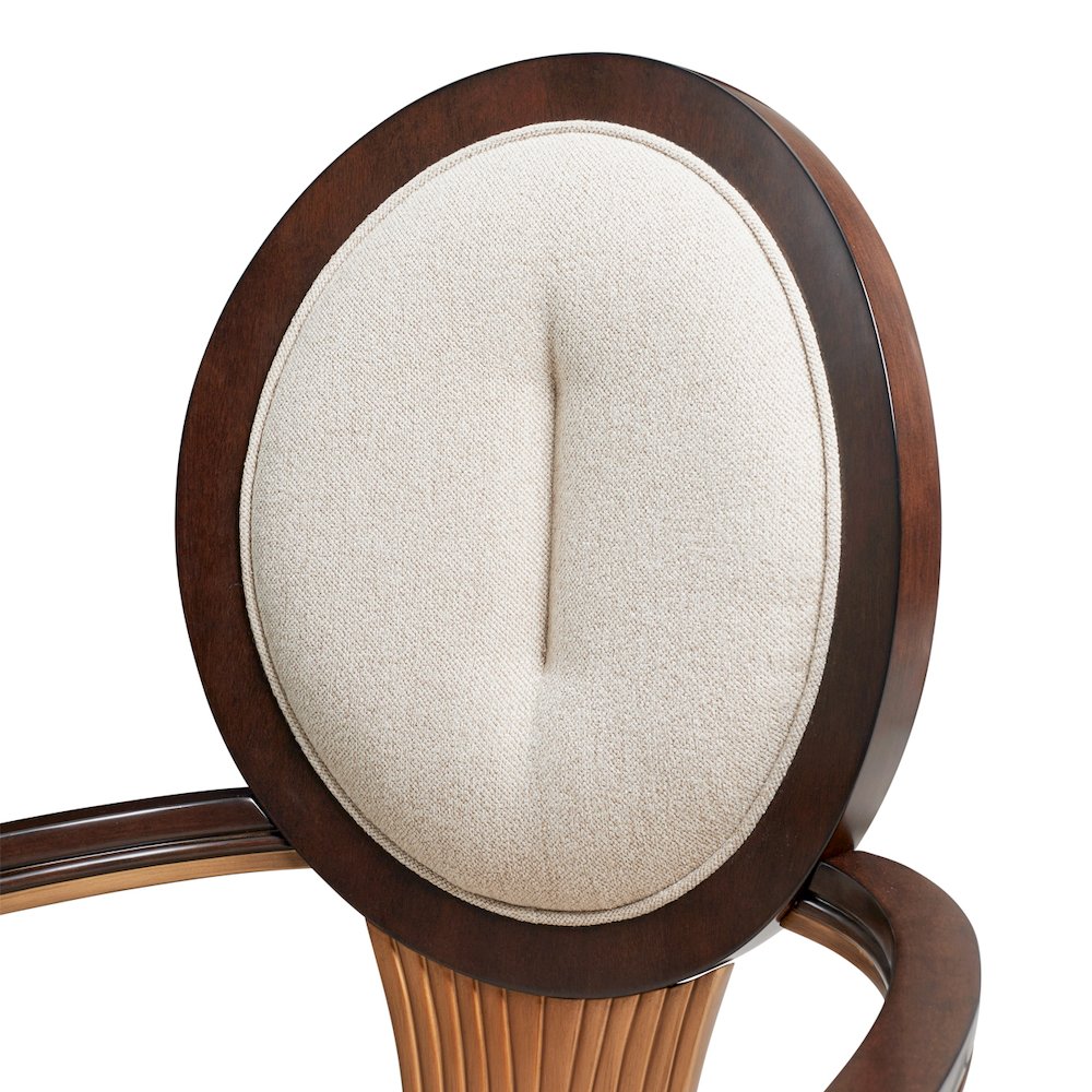 Camellia Field Dining Arm Chair, Set of 2 - Linen/Warm Pecan