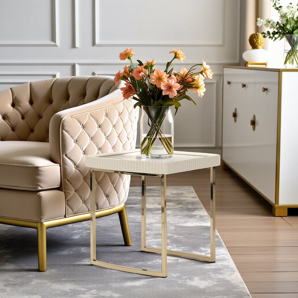 Glass and Metal Side Table with Gold Finish – Elegant Glass Top End Table