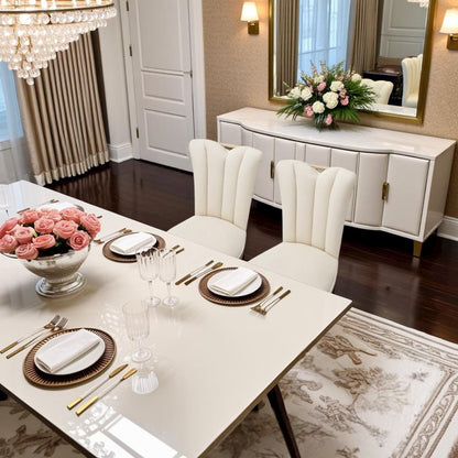 Elegant Upholstered Dining Chairs Set of 2 – Champagne Finished Side Chairs