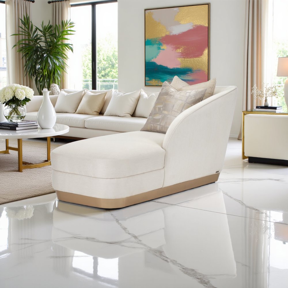 Elegant Chaise Indoor – Beige Fainting Couch and Corner Chaise Lounge Chair