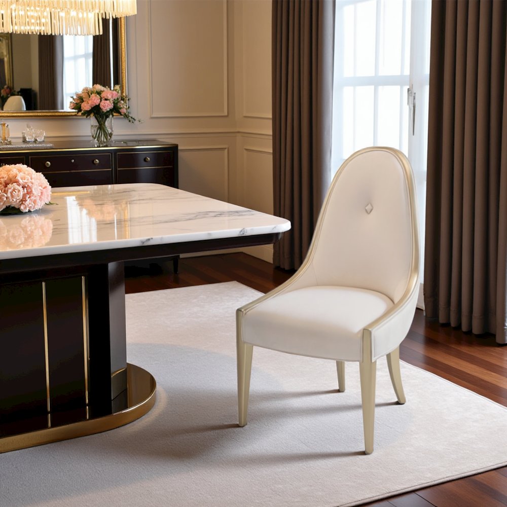Velvet Upholstered Dining Chair for Dining Table in Beige Finish