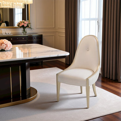 Velvet Upholstered Dining Chair for Dining Table in Beige Finish