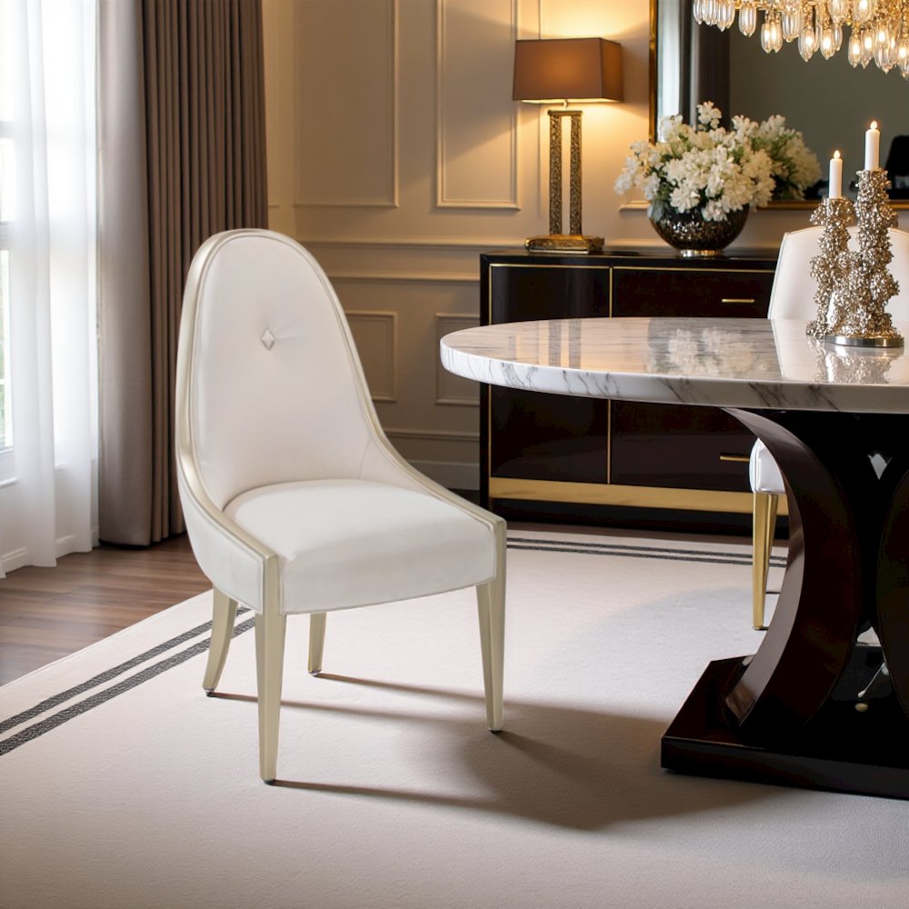 Velvet Upholstered Dining Chair for Dining Table in Beige Finish