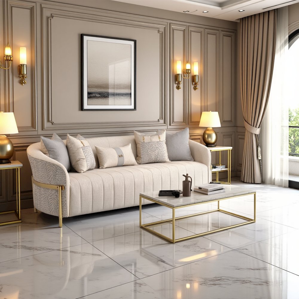 Gold Beige Accent Chair, Living Room Comfy Chair for Reading and Relaxation