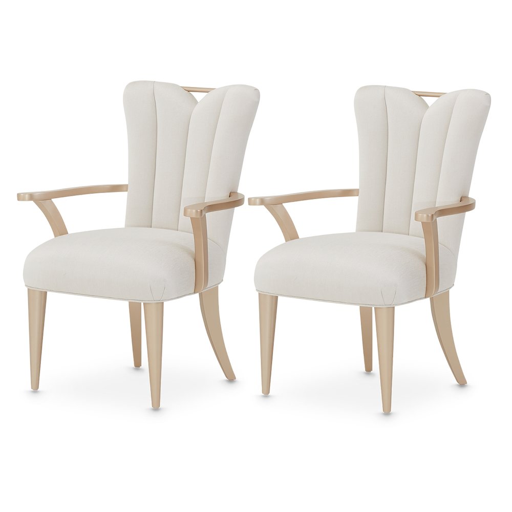 La Rachelle Dining Arm Chair - Icicle/Champagne Set of 2