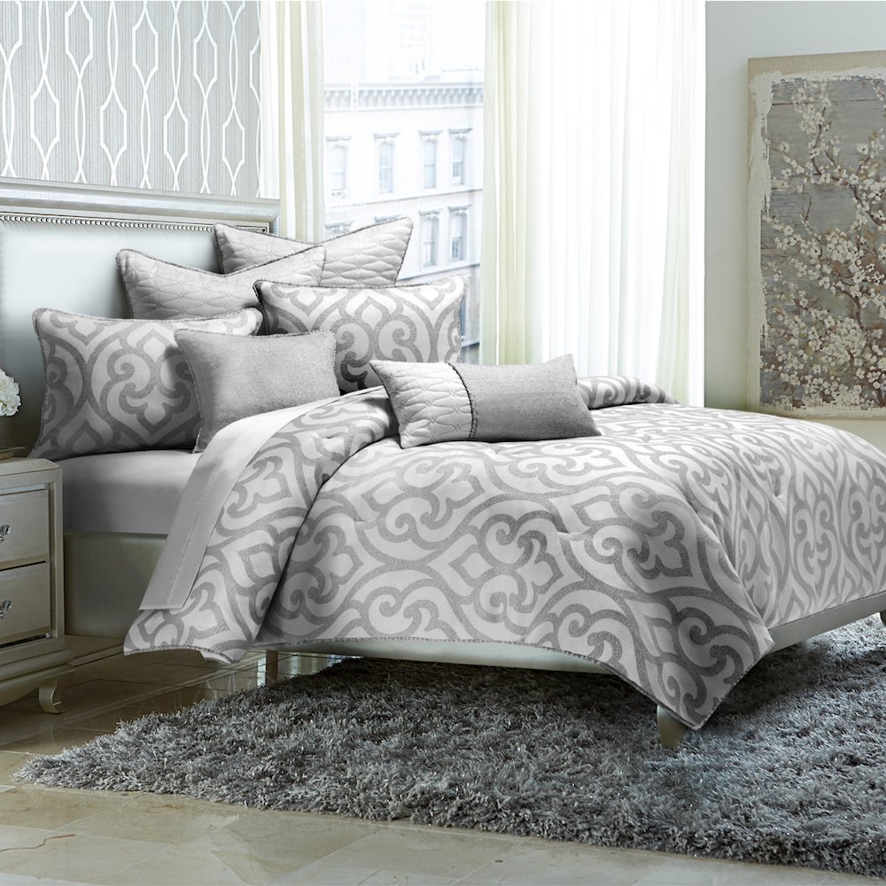 Canterbury 7-Piece Queen Comforter Set - Silver