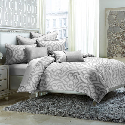 Canterbury 7-Piece Queen Comforter Set - Silver
