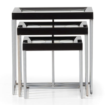 Carmela Nesting Tables, Set of 3 - Glossy Charcoal Sand