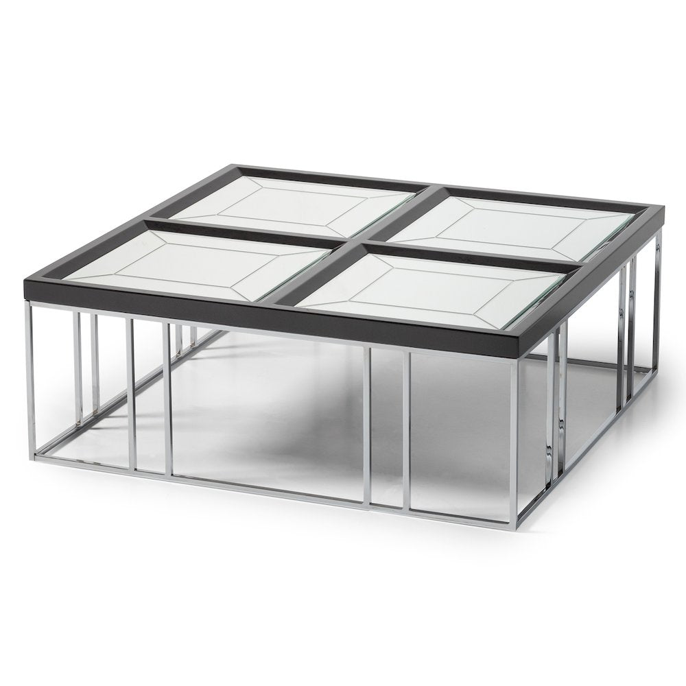 Carmela Cocktail Table - Glossy  Charcoal Sand