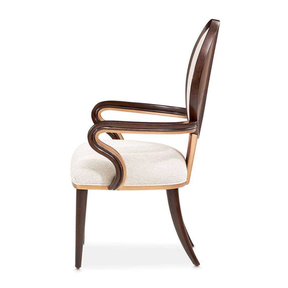 Camellia Field Dining Arm Chair, Set of 2 - Linen/Warm Pecan