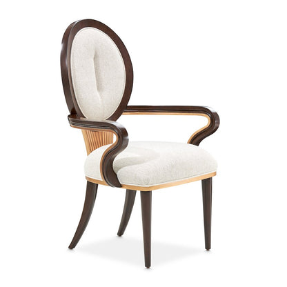 Camellia Field Dining Arm Chair, Set of 2 - Linen/Warm Pecan
