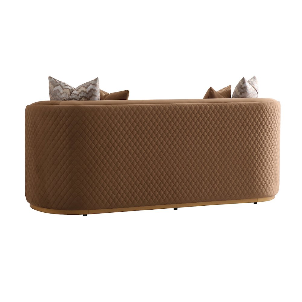 Ariana Velvet Loveseat - Caramel/Gold